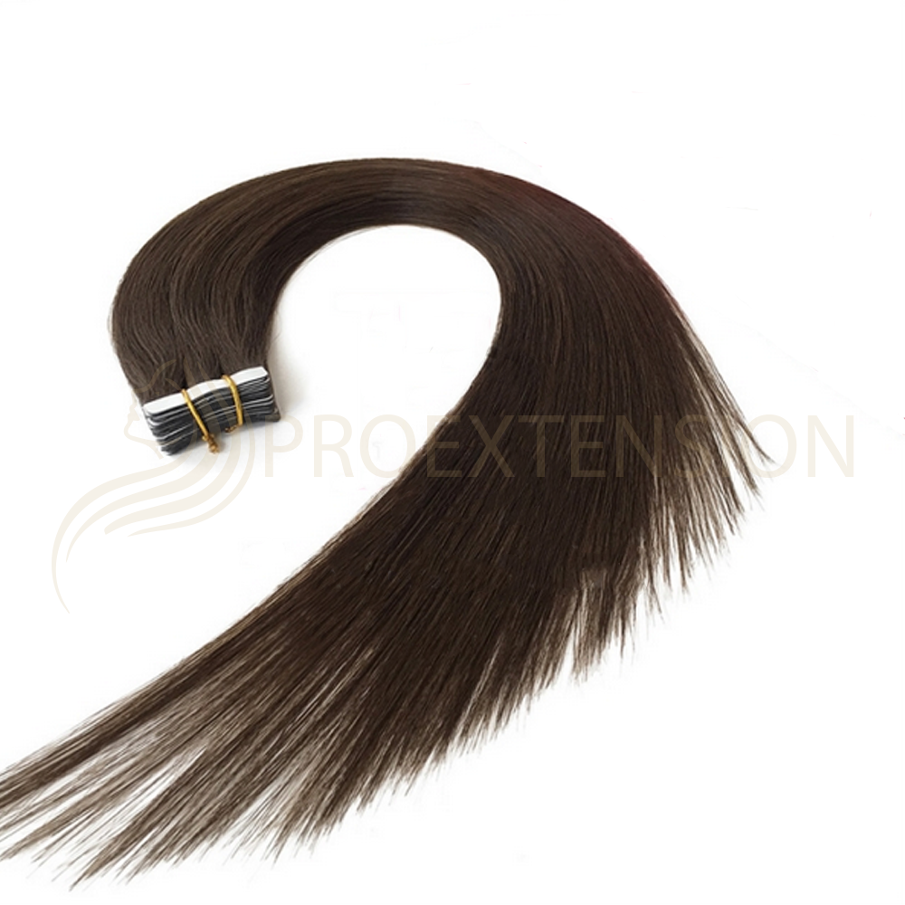 Extensii de par natural Tape-On saten ciocolatiu 4